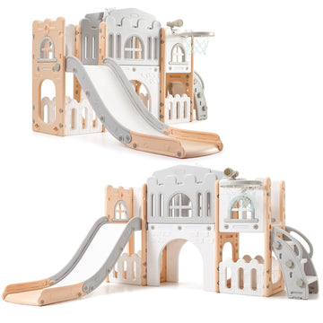 Toddler Slide 8 in 1 Toddler Playset for Toddlers Age 1-3, Baby Playset for Indoor Outdoor Playground with Climber