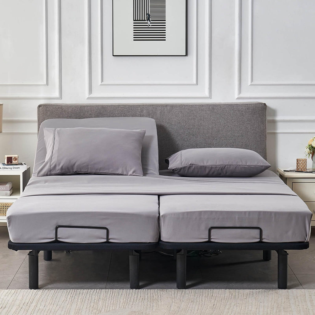 Split Queen Sheets Set for Adjustable Bed Grey