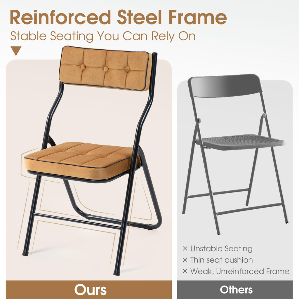 Padded Folding Chairs, Folding Chairs with Cushion Set of 4