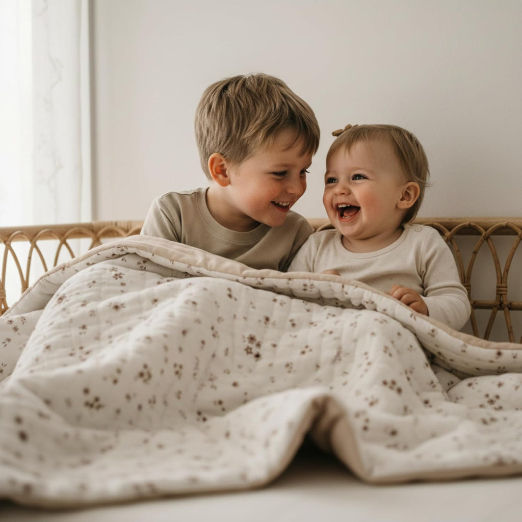 Organic Baby Comforter GOTS Certified Organic Kids Blanket Cotton Infill Tufted - Reversible Ultra Soft Breathable