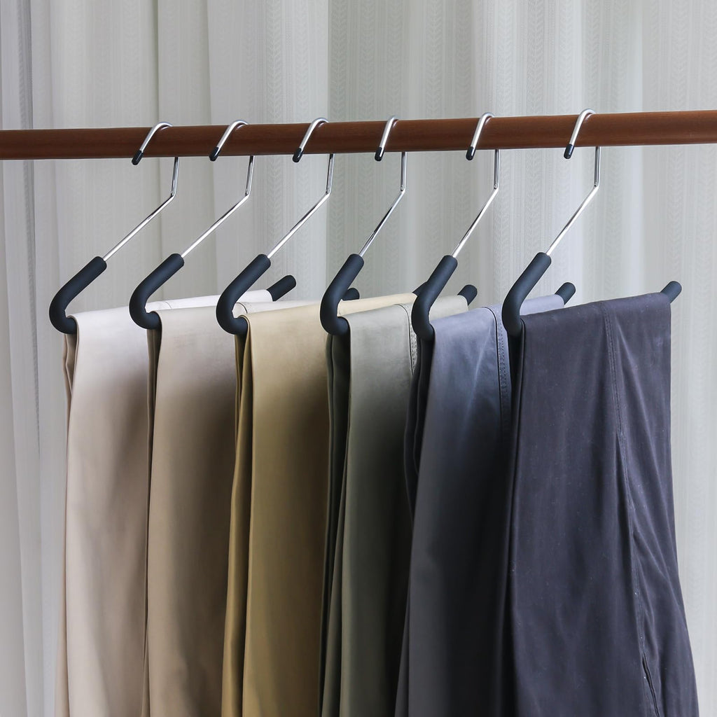 Open Ended Pants Hangers, 10 Pack Non-Slip Foam Padded Pants Hangers Space Saving Heavy Duty for Jeans, Trousers