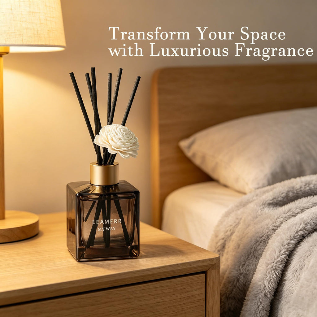 Reed Diffuser Set, My Way Floral Fragrance Diffuser 6.1 fl oz with 6 Reed Sticks Long-Lasting Home Fragrance Reed
