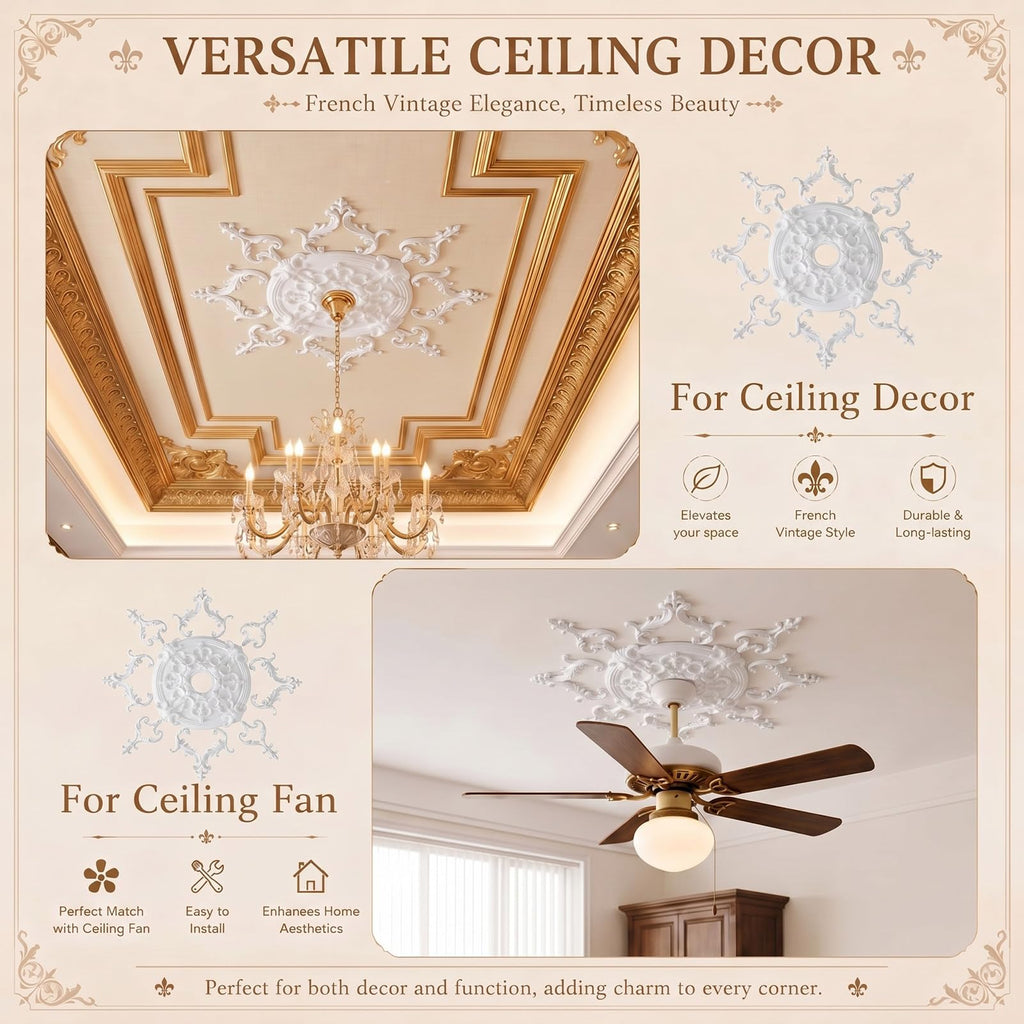 33.86 Inch Large Ceiling Medallion for Light Fixtures