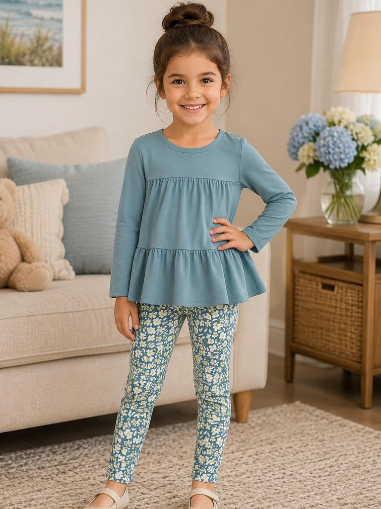 Toddler Girl Clothes Girls Fall Outfits Kids Clothing Winter Long Sleeves Ruffle Hems Top Pant Set