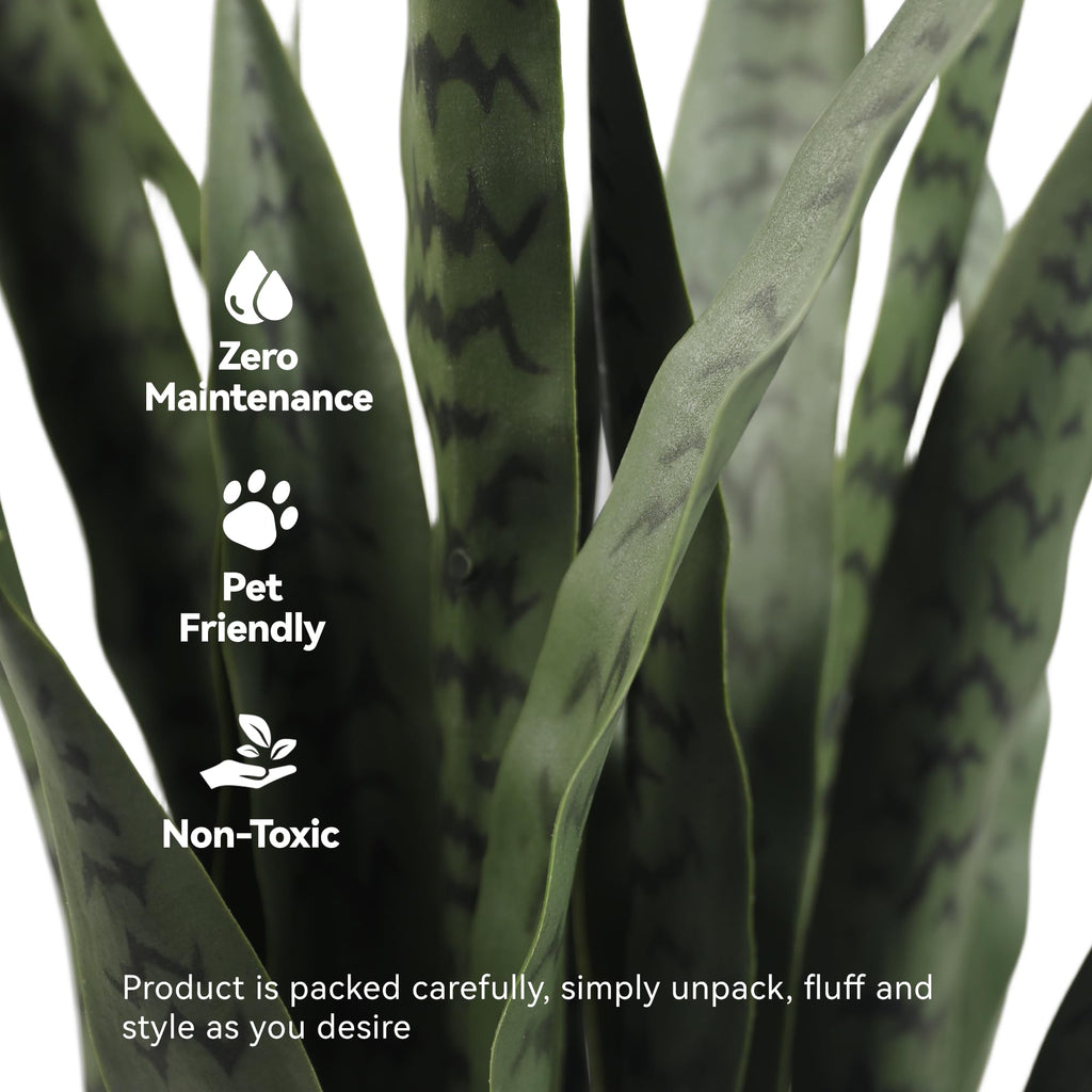 3ft Artificial Sansevieria Trifasciata Prain, Tropical Faux Snake Plant, Fake Mother in Law Tongue Plants, Greenery