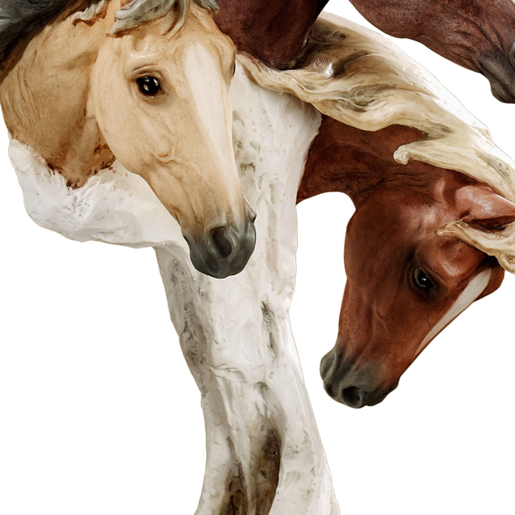 Wild at Heart Horse Sculpture - Resin - Brown, Black, Wheat - Horses Decor Head Bust, Bookshelf, Entryway, Foyer