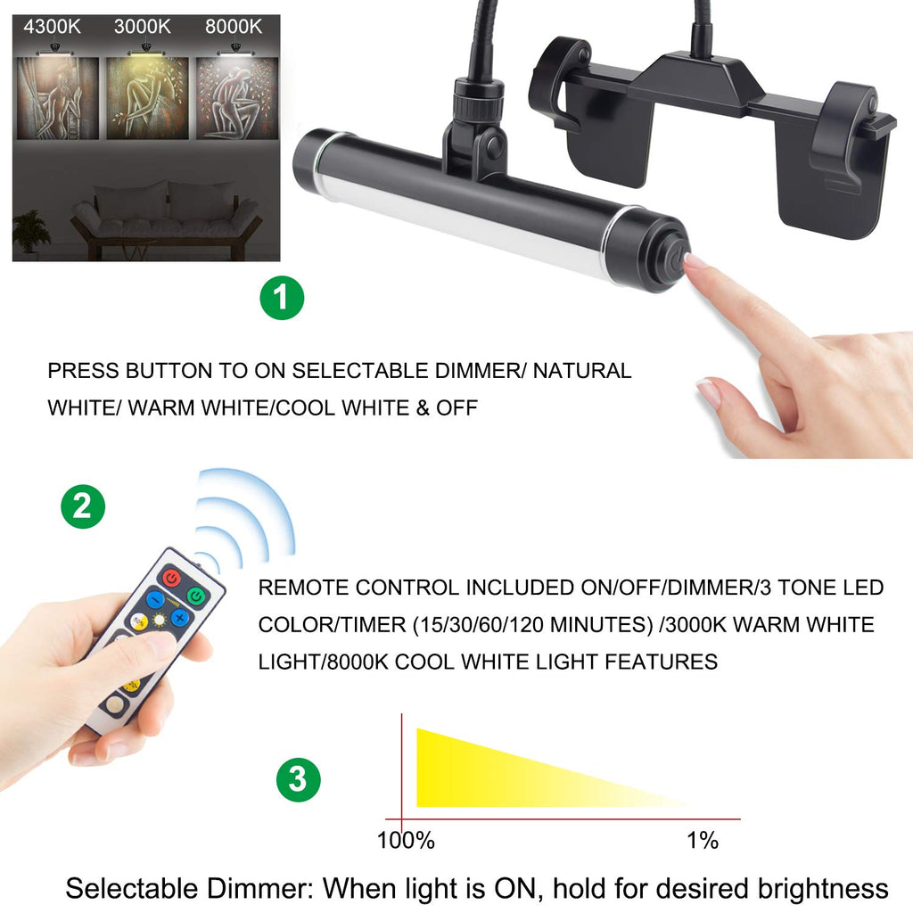Wireless Picture Frame Led Lighting,Rechargeable Art Display Lighting Clip on Pictures,Over Painting Lights