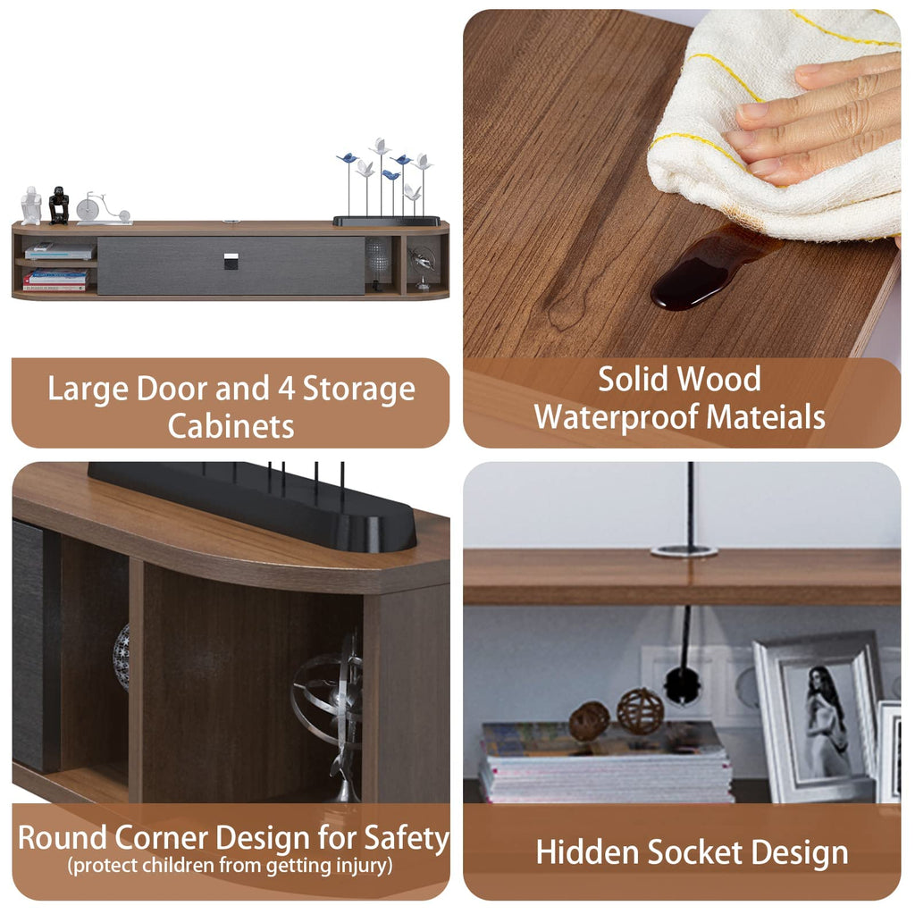 Floating TV Shelf, 55''Modern Floating TV Console, Wall Mounted TV Stand Under TV Shelves Entertainment Center Cabinet