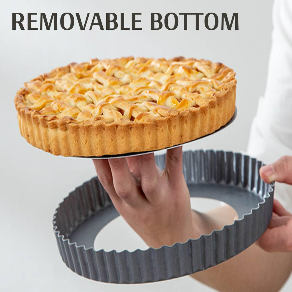 9" & 11" Deep Dish Tart Pan, 2 Pack Nonstick 2" Tall Tart Pan, Quiche Pan, Carbon Steel Deep-dish Pie Pan with