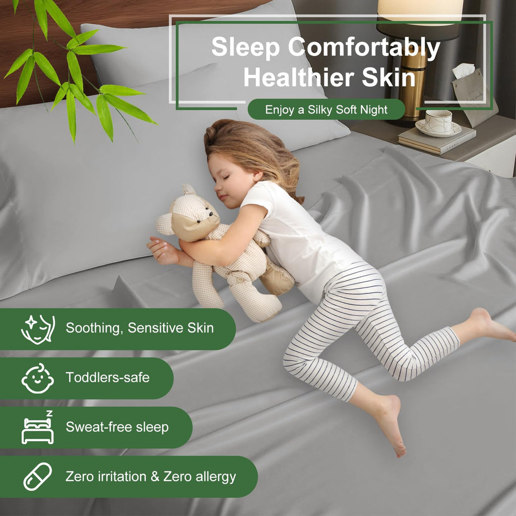 Deep Pocket King Sheets, 100% Rayon Derived from Bamboo, 18-24 Inch