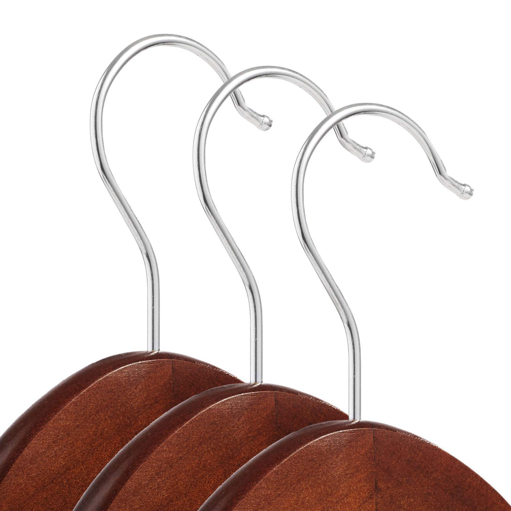 20 Walnut Wooden Suit Hangers - Premium Lotus Wood with Notches & Chrome Swivel Hook for Dress Clothes, Coats