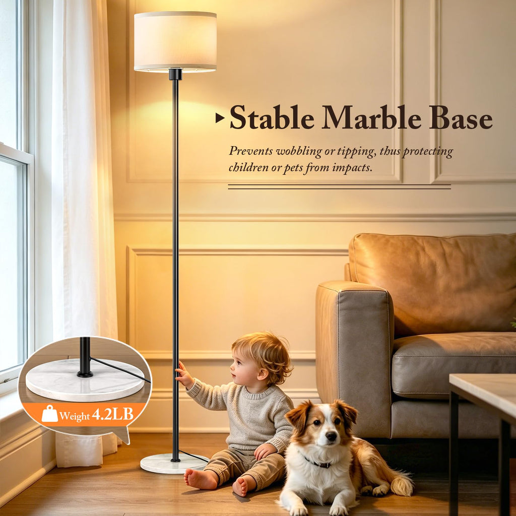 63" Black Floor Lamps, Standing Lamp with Marble Base
