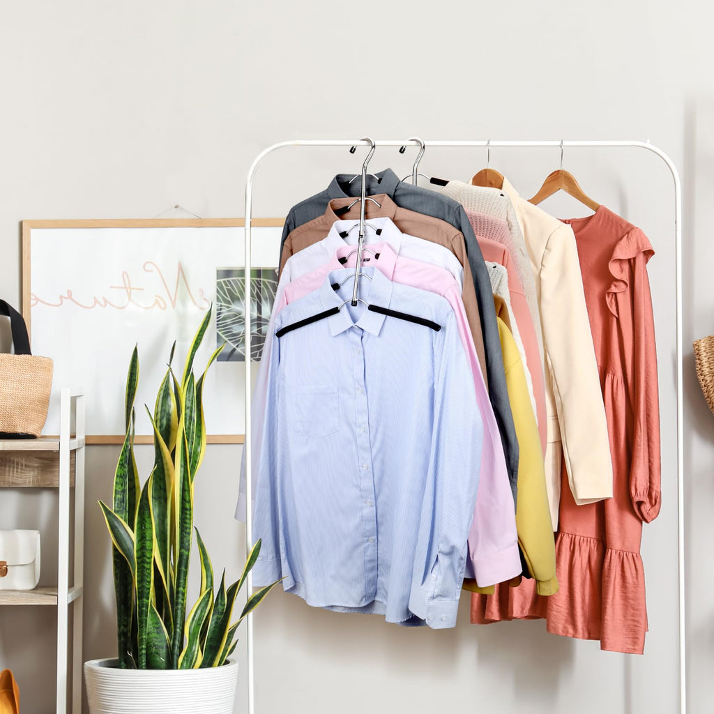 Clothes Hangers Space Saving: 6 Tier Coat Hanger Space Saving Hangers Non Slip Foam Padded Hanger, 3 Pack Black Metal