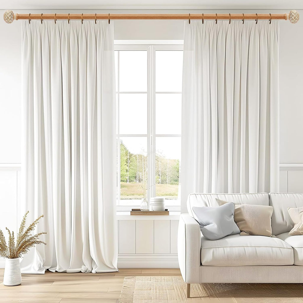 Boho Curtain Rods for Windows 48 to 84 Inches, Decorative 1'' Diameter Heavy Duty Adjustable Rustic Farmhouse Drapery