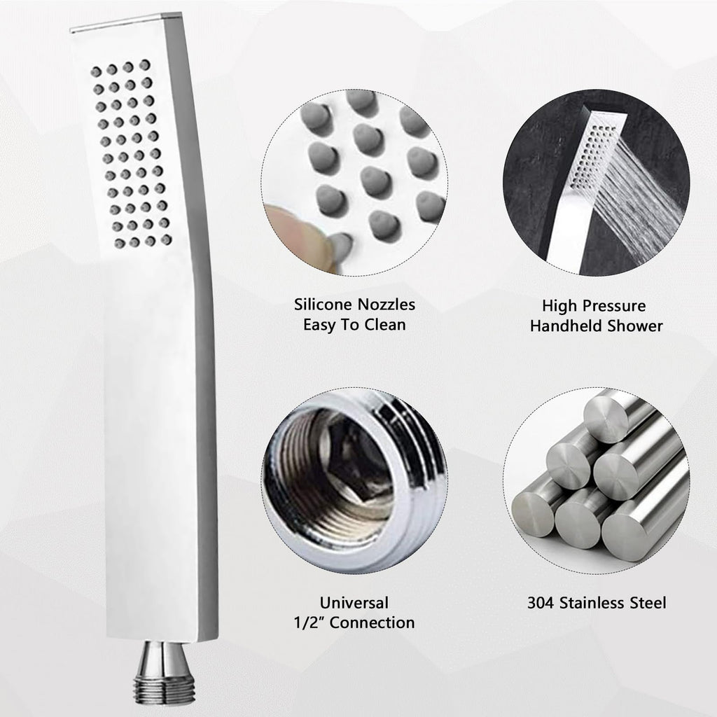 Hand Held Shower Head, Luxury High Pressure Shower Kit with Wall Connector and Hose Set, Showering System