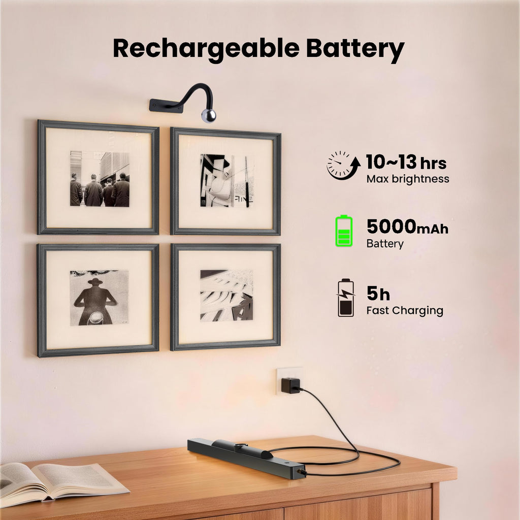 2Pack Picture Light, 13Hrs Lasting Battery Operated Picture Lights for Paintings,16in Remote Control Display Art