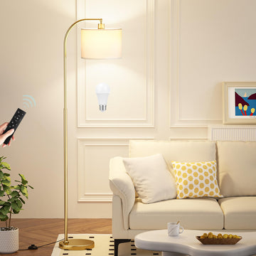 Arc Floor Lamp with Remote and Stepless Dimmable Bulb, Colors Temperature & Brightness Adjustable, Floor Lamps (White