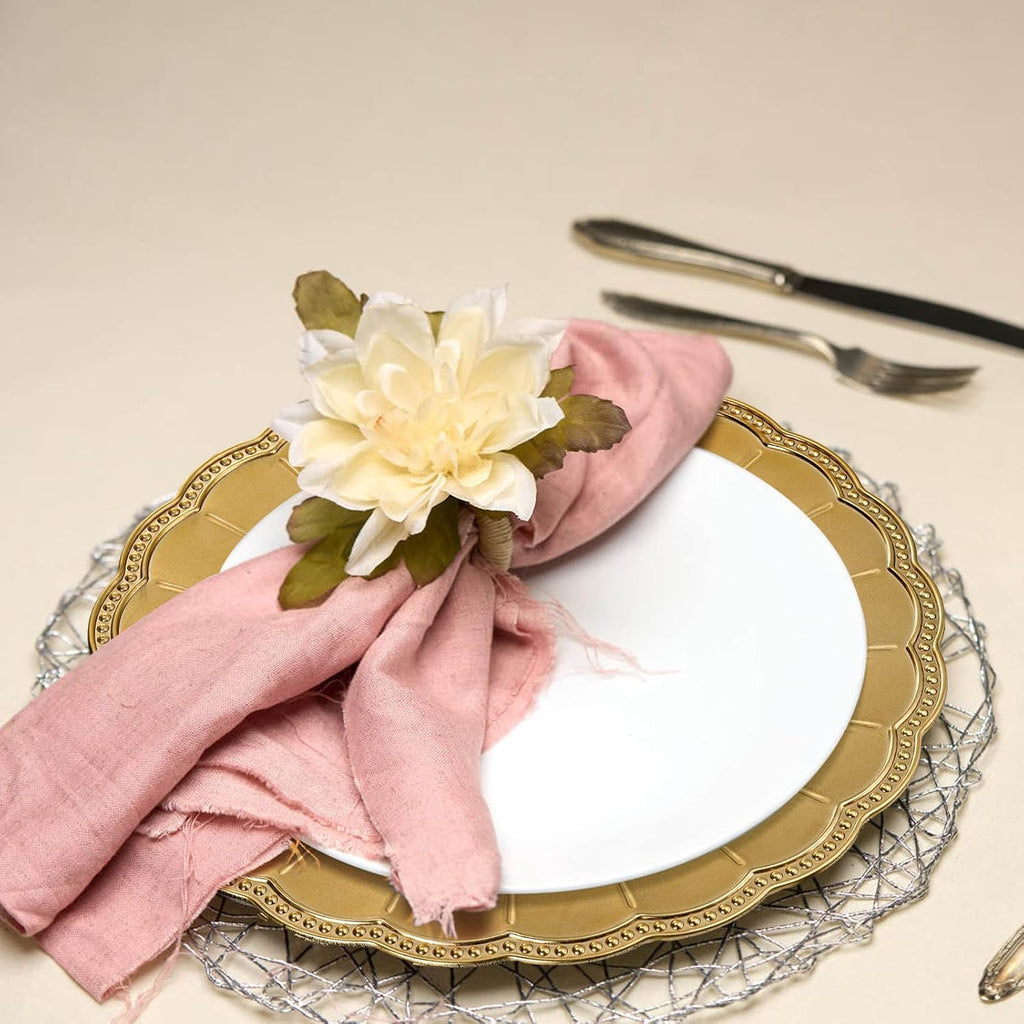 Inch Gold Charger Plates, Glam Dinner Chargers, Heavy Duty and Reusable Plastic Plates for Wedding - Set of 12
