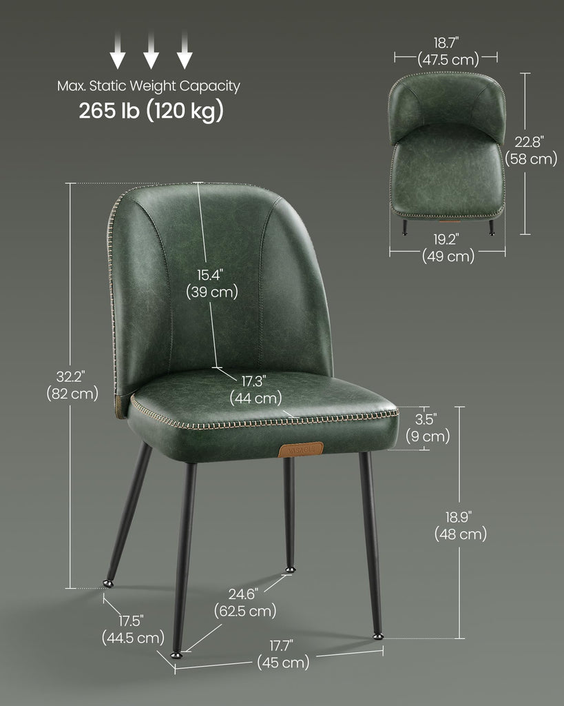 Set of 2, Upholstered Kitchen Chairs