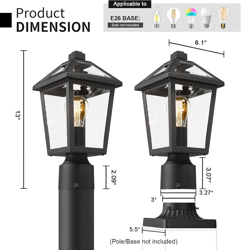Outdoor Post Lights Fixtures, Lamp Post Light Fixture Black Finish