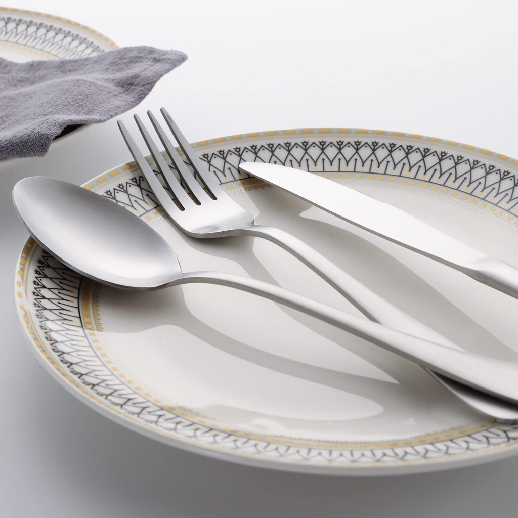 40 Piece Silverware Set, Flatware Cutlery Set for 8, Include Knife Fork Spoon, Fancy Satin Finish Eating Utensils
