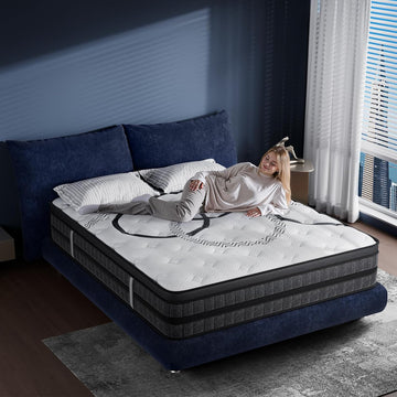 King Size Mattress, 12 Inch Hybrid King Mattress in a Box, Medium Firm, Memory Foam & Pocketed Springs, Pressure
