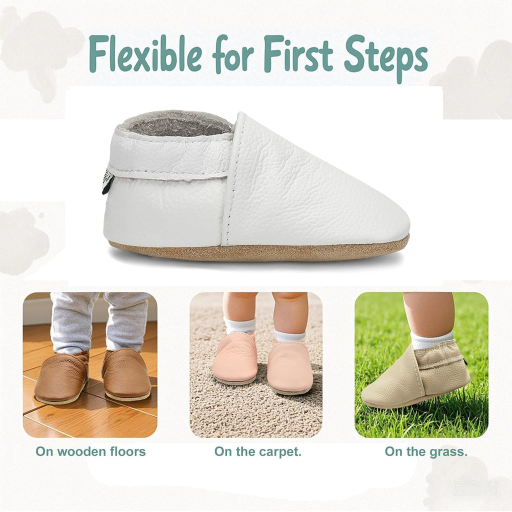 Genuine Leather Baby Booties Soft Sole Toddler Walking Shoes Flexible&Breathable Baby Slippers for First Walkers Boys