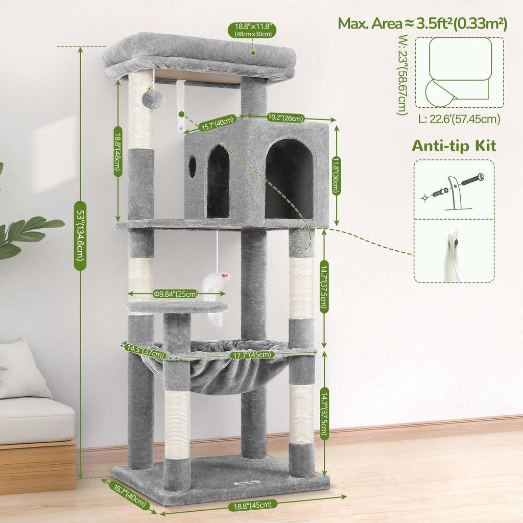 Cat Tree Tower with Scratching Post for Indoor Cats