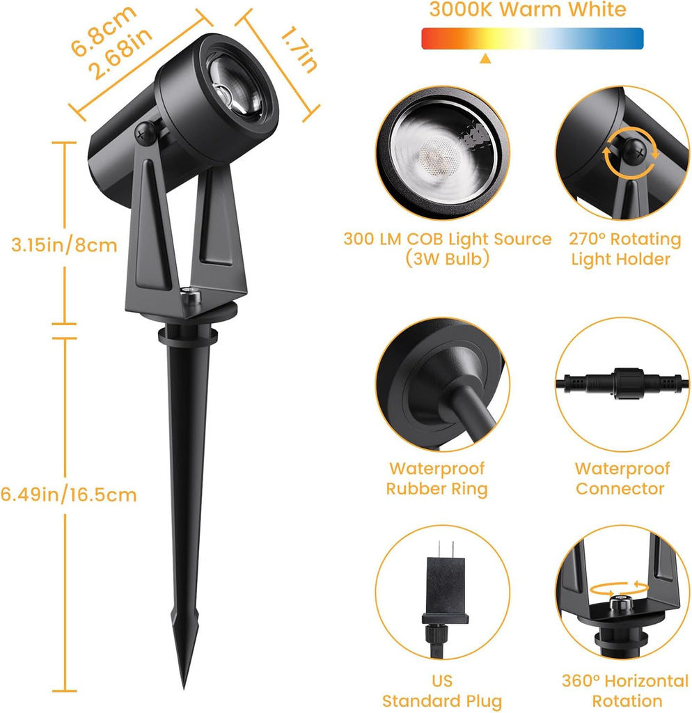 Low Voltage Landscape Lighting,10 Pack Outdoor LED Landscape Spotlights with Transformer 27V Garden Lights Pathway