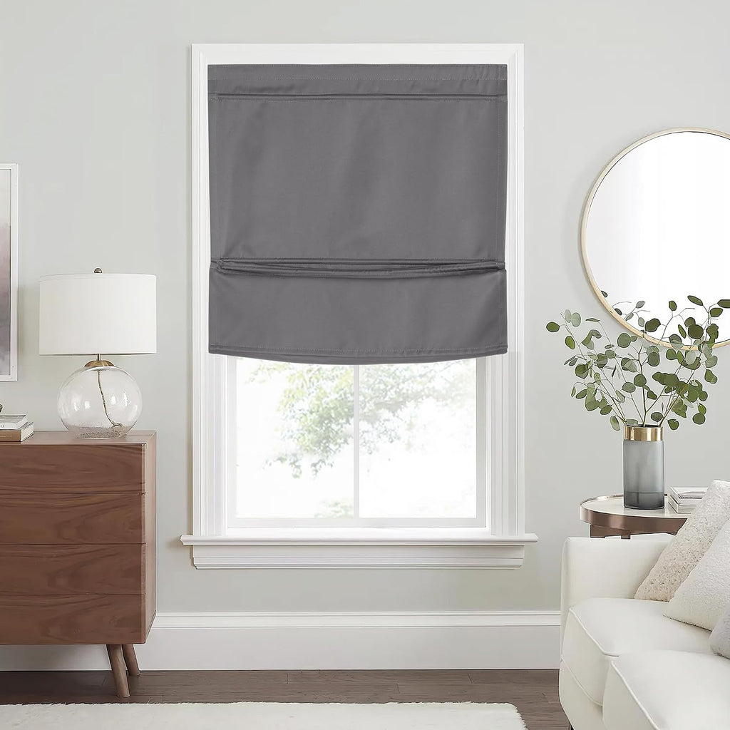 Natural Blackout Roller Shades, No Drill Cordless Door Blind - Grey (Pack of 1)