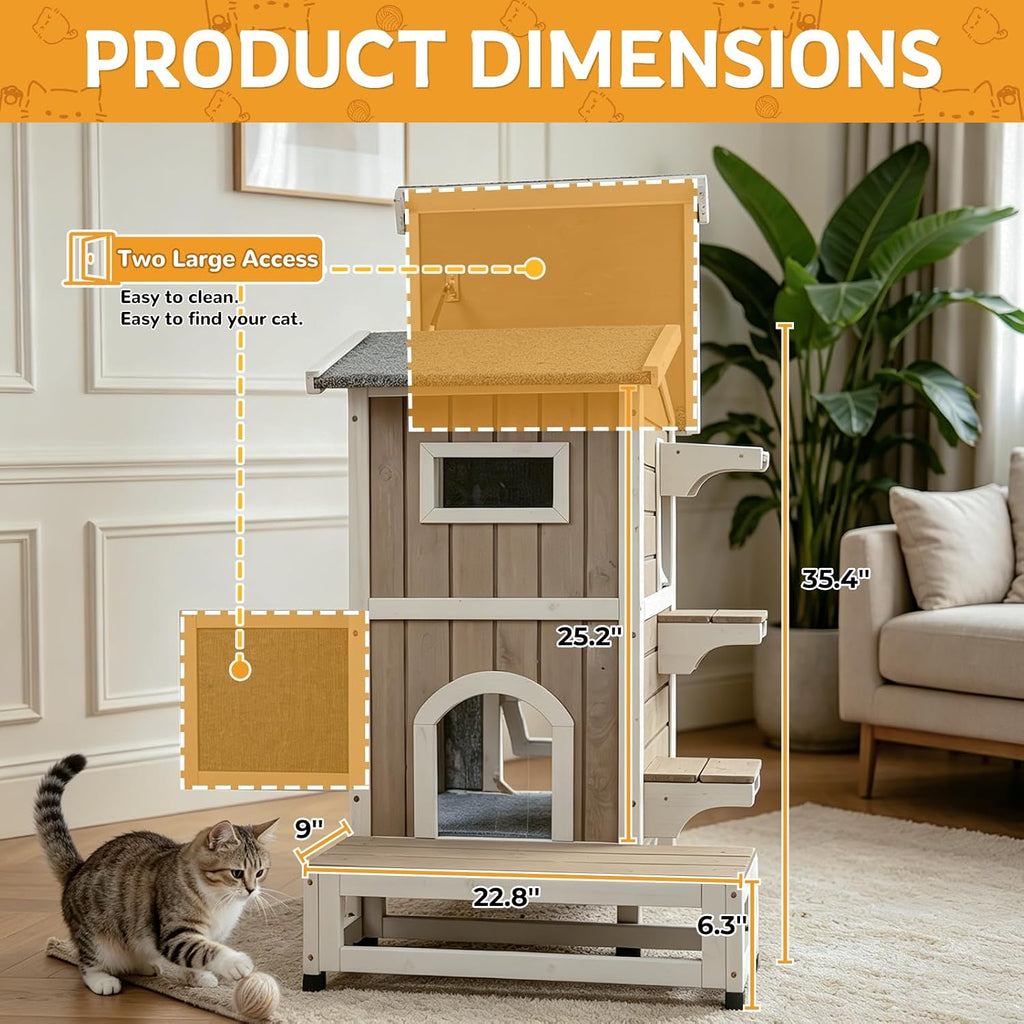 Cat Houses for Outdoor Cats, Weatherproof Insulated Multiple Feral Shelter