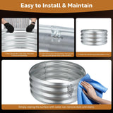 36 Inch Round Galvanized Fire Pit Ring - Silver Outdoor Campfire Ring