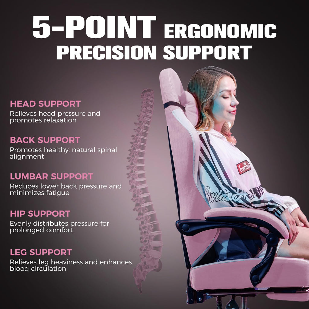 Big and Tall Gaming Chair 350lbs Heavy Duty Office Chair with Foot Rest, High Back Pocket Spring Ergonomic Computer