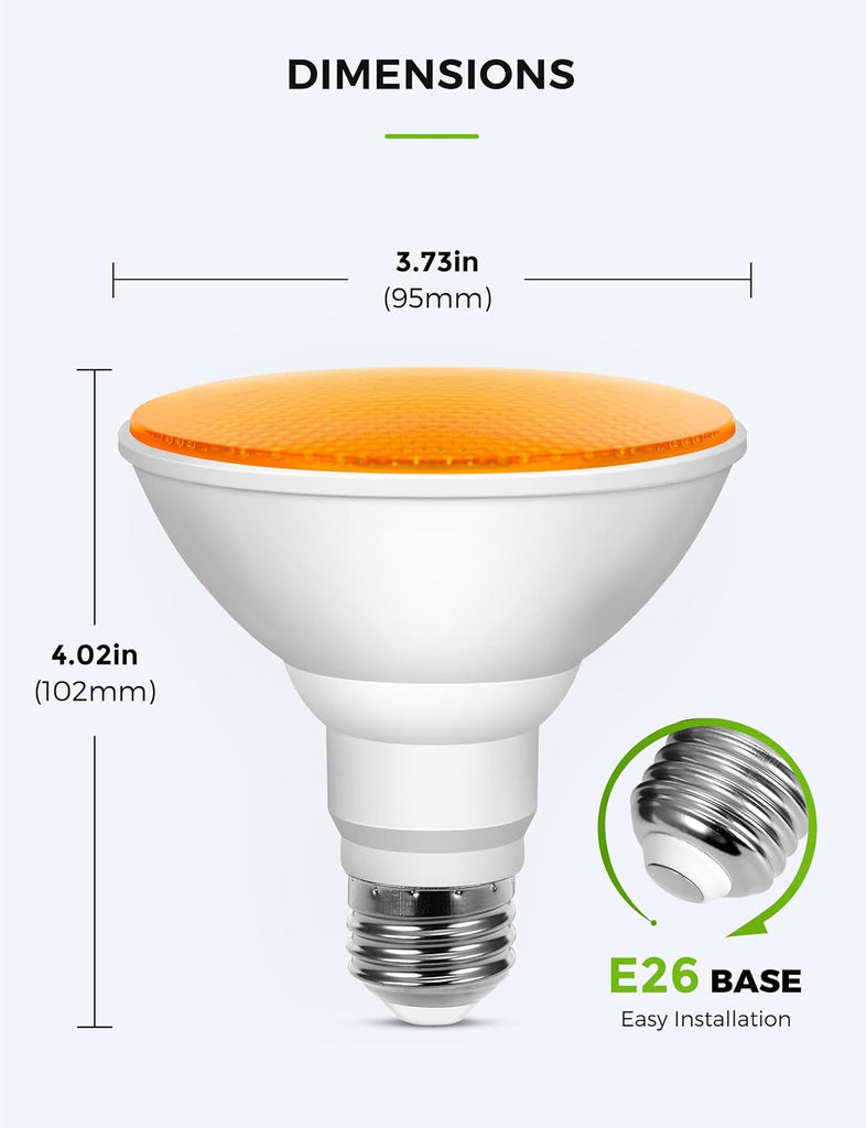 Dusk to Dawn Yellow Bug Light Bulbs Outdoor, PAR30 Flood Light