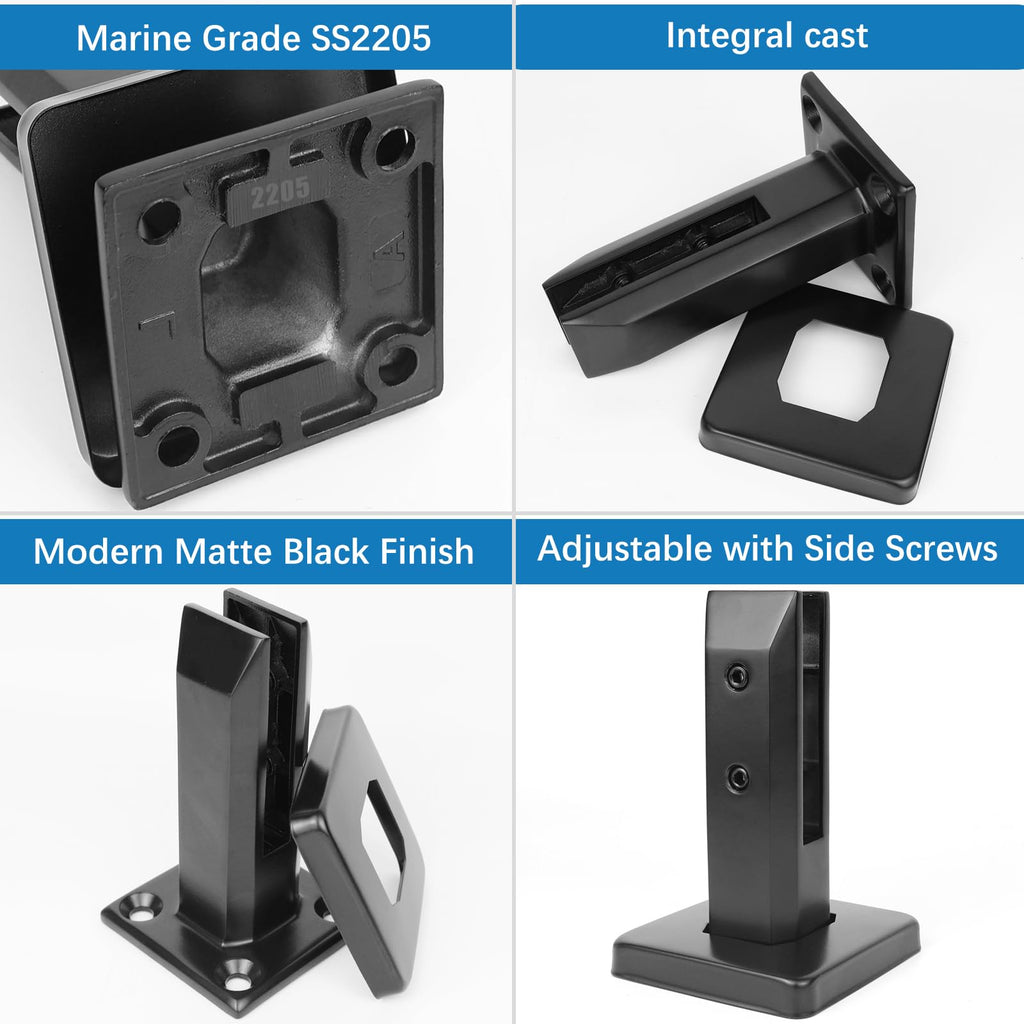 10 Pack Marine Grade SS2205 Glass Railing Spigots Frameless Clamp