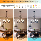 Farmhouse 6 Lights Black Wagon Wheel Chandelier,Modern Vintage Round Pendant Light Fixture for Dining Room,Living Room, Entryway Foyer Kitchen Island, E26 A105-B0D78D9V8L