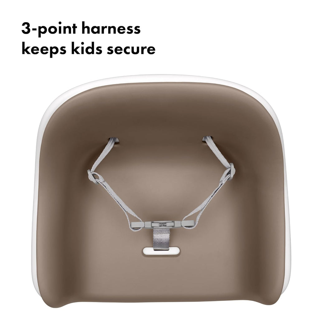 Nest Toddler Booster Seat with Removable Cushion, Taupe | Straps To Dining Chair, Portable For Travel, Cushioned