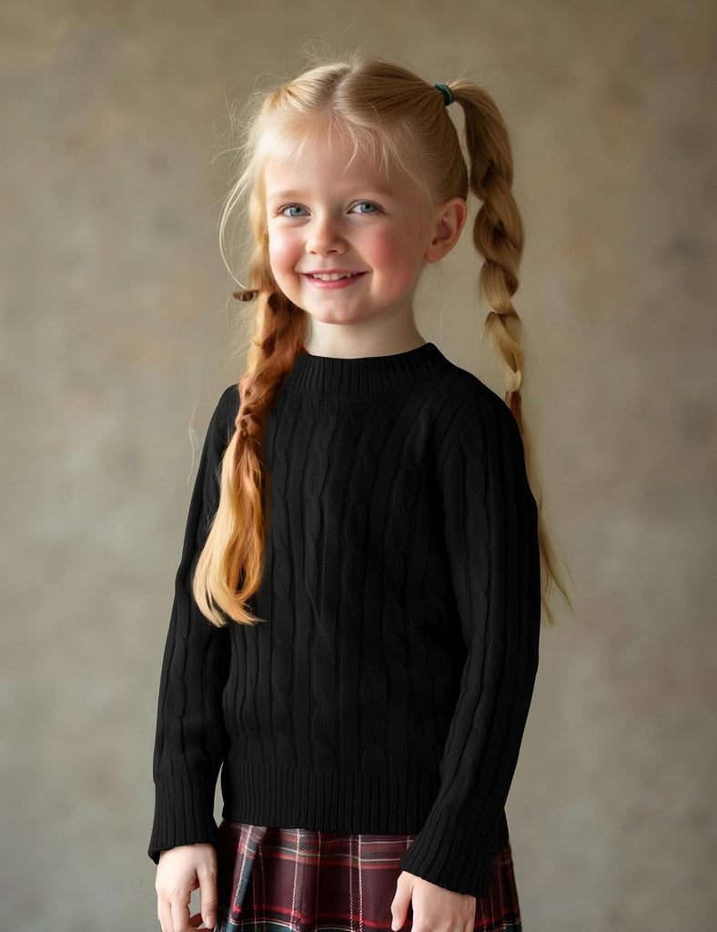 Girls' Sweaters Casual Long Sleeve Cable Knit Pullover Sweater Kids Fall Winter Crew Neck Jumper Top
