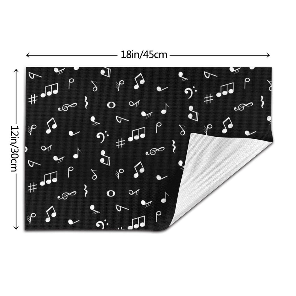 Music Notes Placemats Set of 4 Musicial Lover Dining Table Mats Washable Black Place Mats Dinner Parties Wedding
