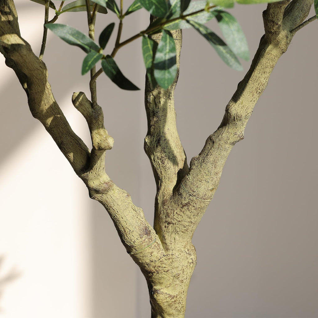 Artificial Olive Tree 7FT Indoor - Faux Olive Tree with Natural Wood Trunk & Realistic Leaves, Tall Potted Fake Olive