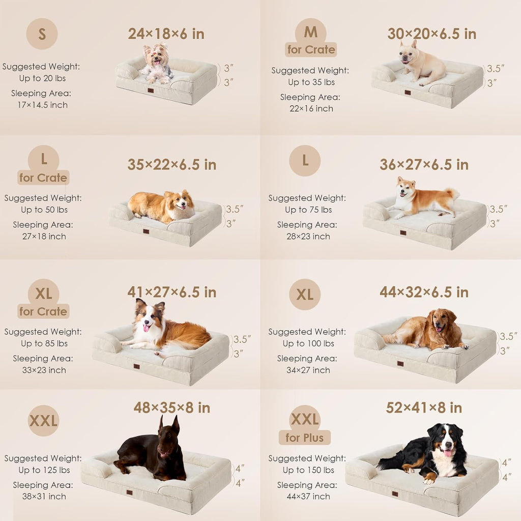 Orthopedic Dog Beds for Extra Large Dogs, Waterproof Memory Foam XL Pet Bed with Sides