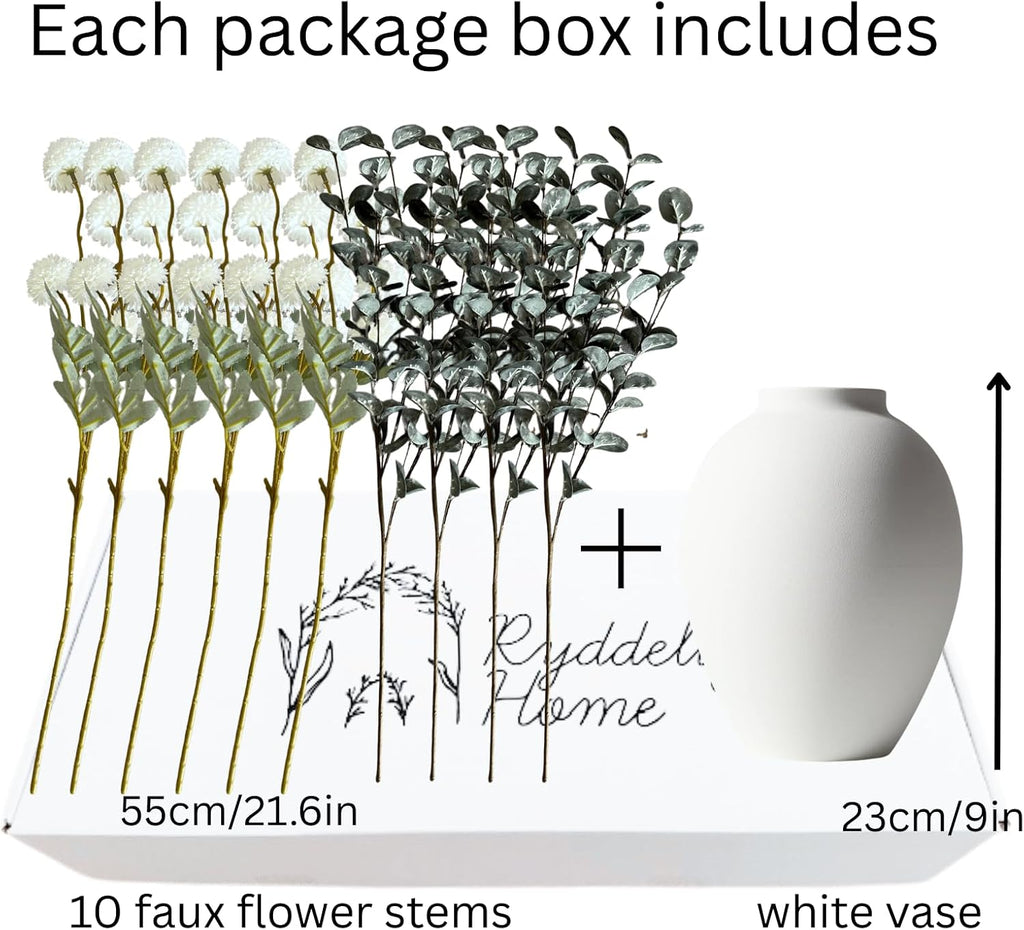 Artificial Floral Arrangements With Vase, Centerpiece for Dining Table - Set of 10