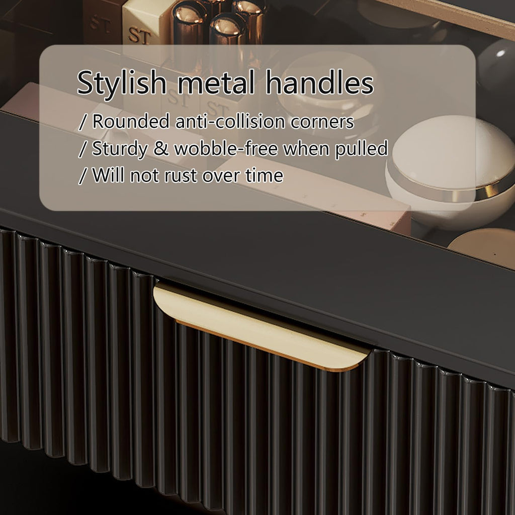 Modern Vanity Desk with 31.5" Mirror and Lights,Makeup Vanity Table with 8 Drawers,Makeup Desk with Power
