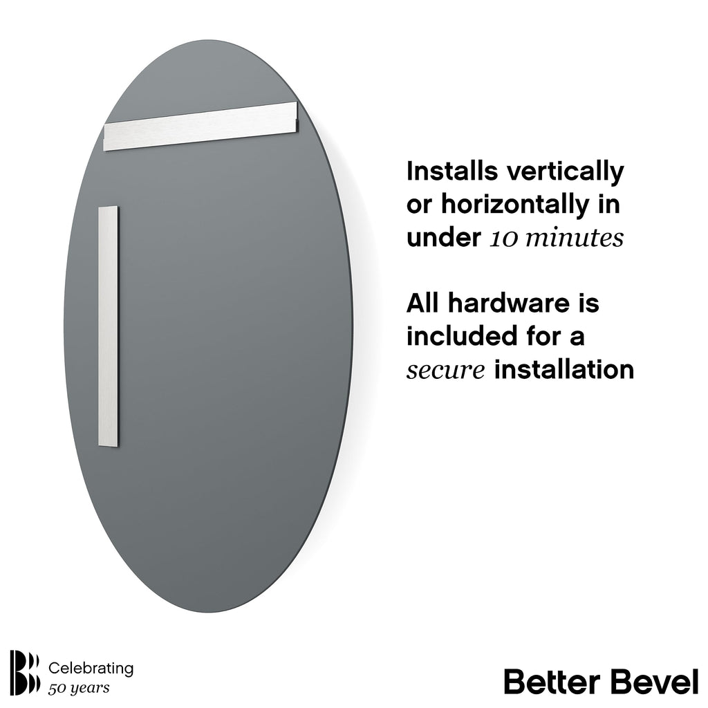 Frameless Oval Mirror, 22" x 28" Bathroom Wall Mirror w/Beveled Edge