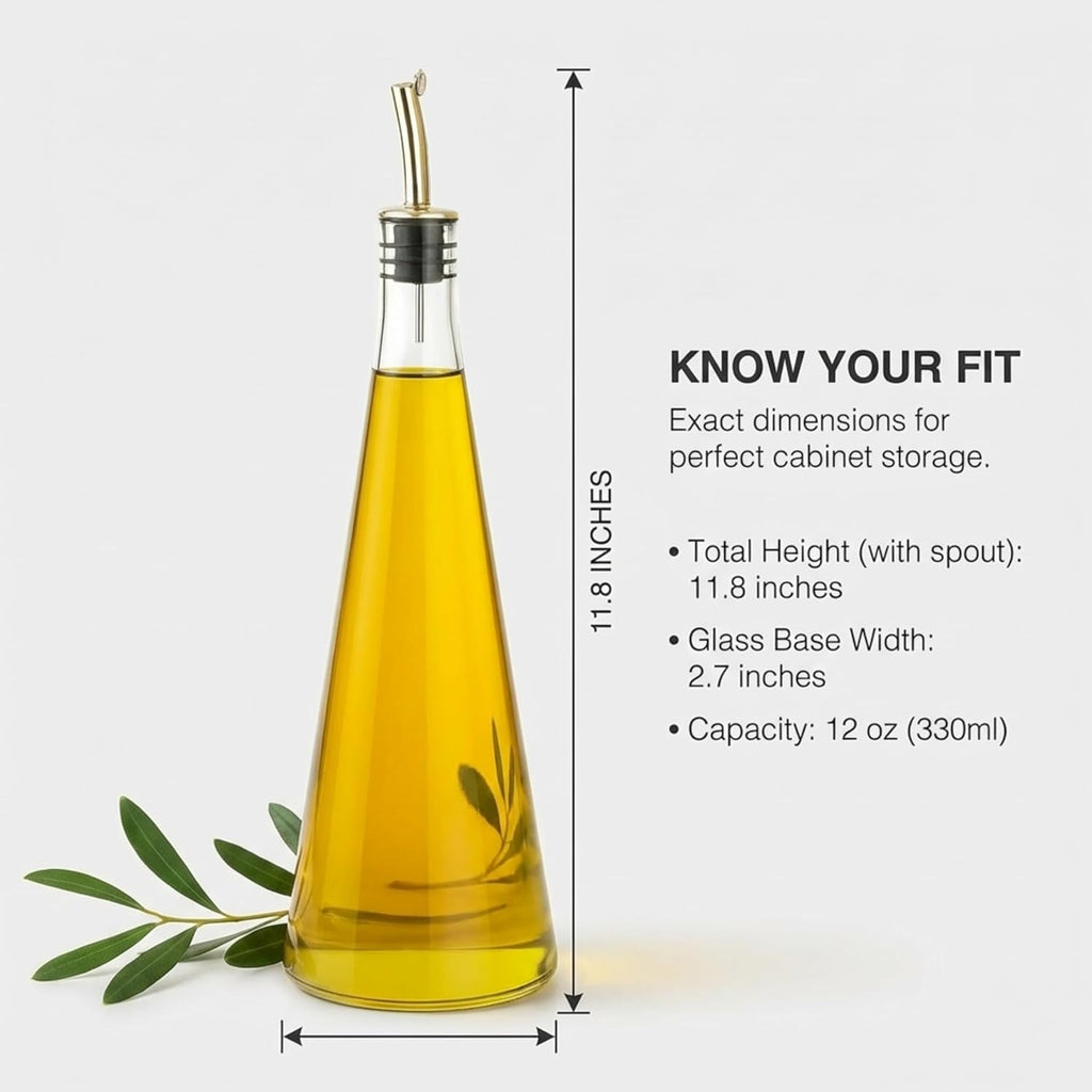 Olive Oil and Vinegar Dispenser Bottles -Glass and Stainless Steel - Set of 2