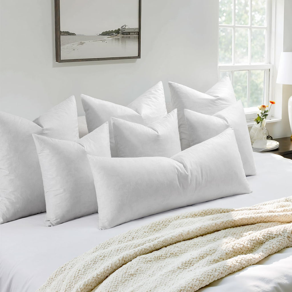 16x16 Pillow Inserts 2 Pack,Feather Mix Polycotton Pillows - Set of 2