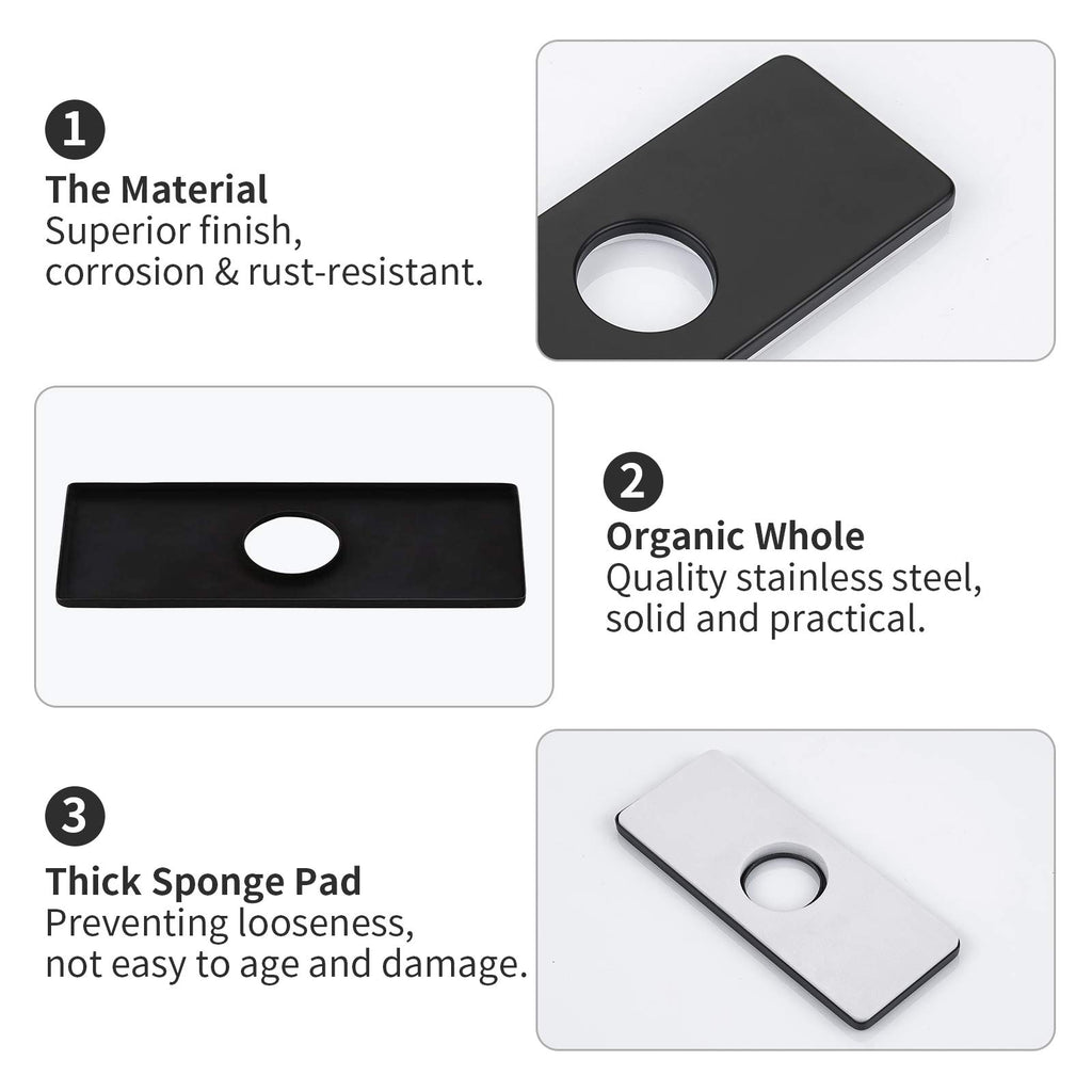 6" Hole Cover Deck Plate Vanity Sink, 3-to-1 Bathroom Faucet Escutcheon Plate, Rectangle, Stainless Steel (Matte