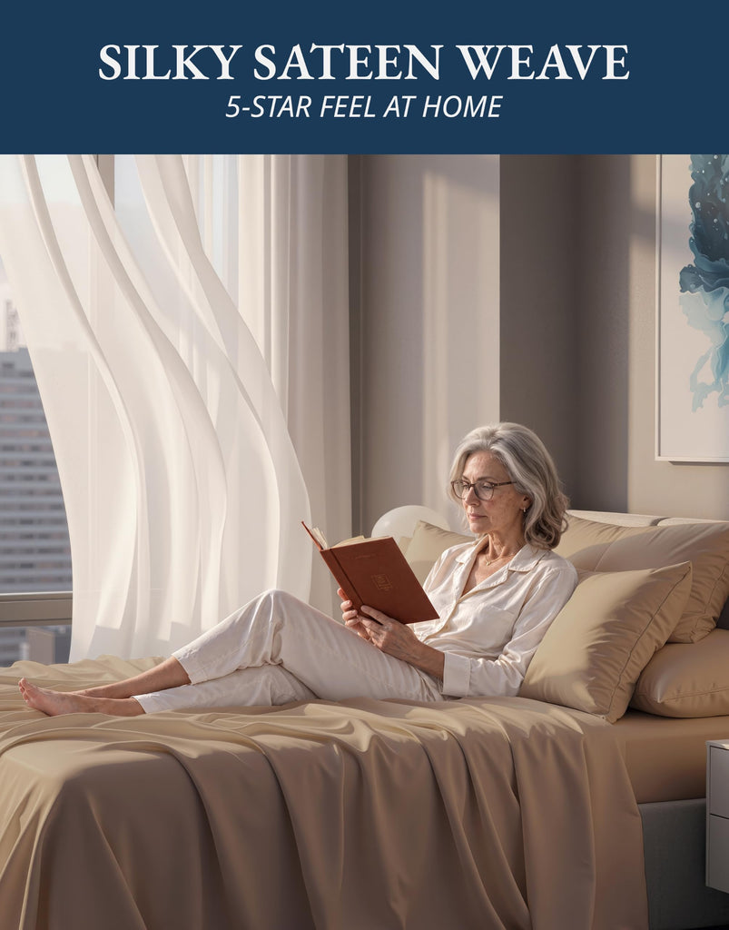 King Size Sheets 100% Egyptian Cotton Sateen - Taupe