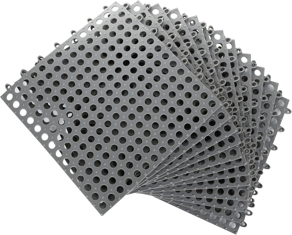 12 Pack 11.8" x 11.8" Interlocking Floor Tiles with Drain Holes Soft PVC Non Slip Shower Floor Mat Modular Interlocking