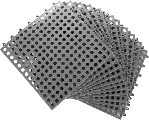 12 Pack 11.8" x 11.8" Interlocking Floor Tiles with Drain Holes Soft PVC Non Slip Shower Floor Mat Modular Interlocking